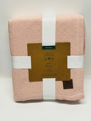 Bee & Willow Home Full/Queen Blanket 102x90 Pink Natural Fibers 100% Cotton