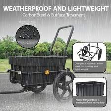 Bike Cargo Trailer Pushcart, Bicycle Trailer Pushcart Stroller Removable Black