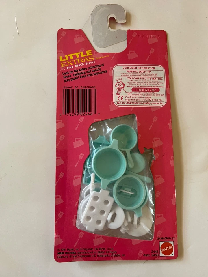 Barbie Little Extras Colorido Utensilios de Cocina Paquete de Accesorios 1991 Nuevo en Paquete Foto 3 de 4