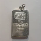 Vintage CREDIT SUISSE - 10 Gram .999 Fine Silver Fractional Pendant Bar