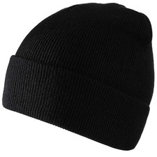 Unisex Adult Knit Beanie for Men Women Warm Snug Hat Cap One Size Black