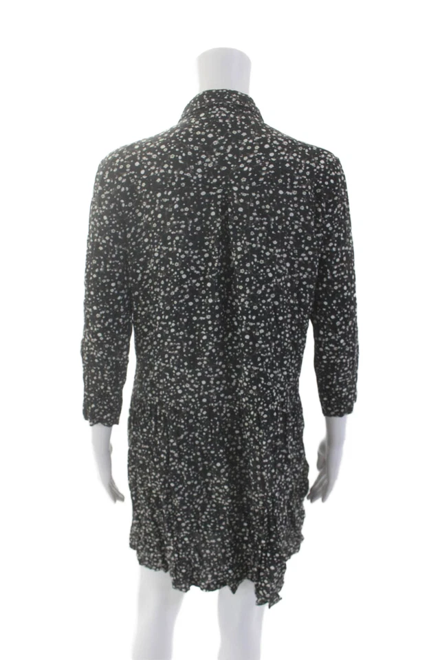 Artelier Nicole Miller Womens Floral Long Sleeve Button Down Dress Black Size S - Image 3 of 4