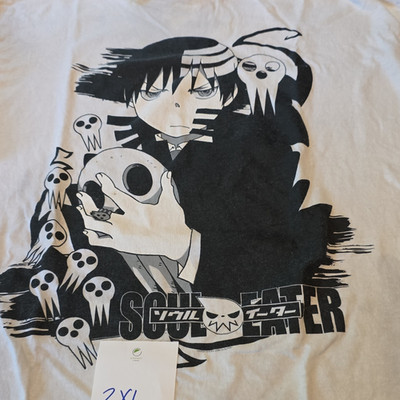 Soul Eater Death the Kid Graphic Print White Men's 2XL Crew Neck T-Shirt