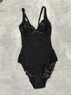 La Perla Vtg Sexy Black Bodysuit Body Underwear Mesh Lace  Sz 3/USA 36/L