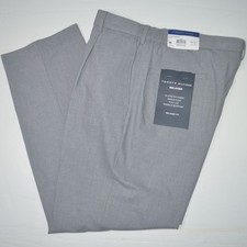 NWT TOMMY HILFIGER Flex Relaxed Stretch Elastic Waist Dress Pleated Pants 36 x30