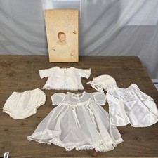 Vintage Little Folks 1501 Christening Gown Set 5pc Ivory Lace Swiss Dot Baptism