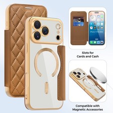 For iPhone 17 Pro Max/17 Pro/Air/17 Magnetic Leather Wallet Case with Card Slot