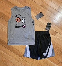 NEW Nike Little Boy Dri-fit Sports Theme Tank Top  Short Set sz 6 