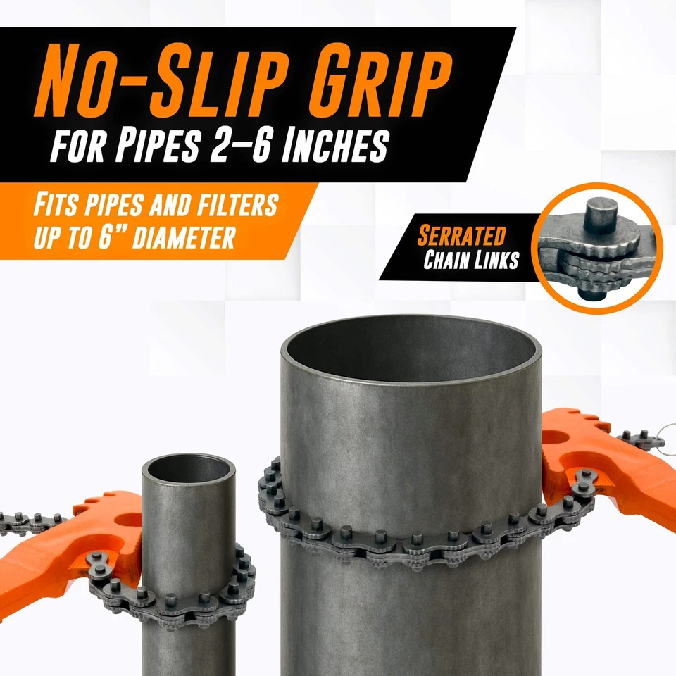 Цепной ключ 24 дюйма - сверхпрочный цепной трубный ключ с двутавровой ручкой - Изображение 2 из 4