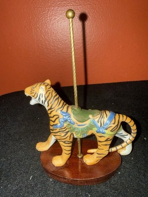 FRANKLIN MINT Tiger FIGURINE TREASURY OF CAROUSEL ART  7'' tall 1988 vintage