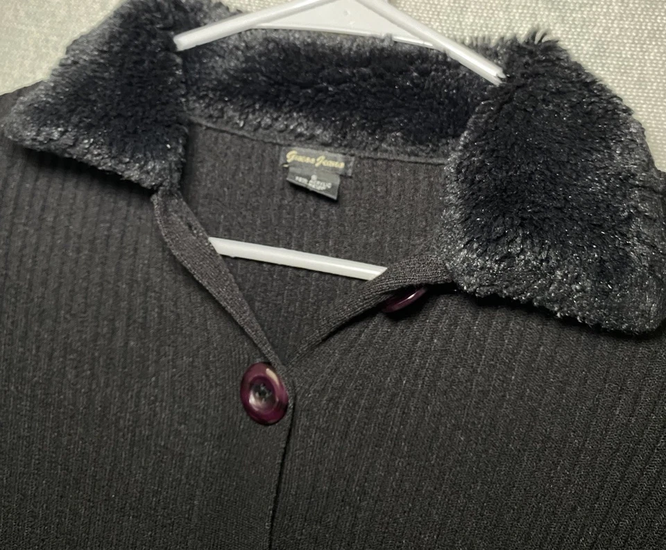 Cárdigan suéter vintage y2k Guess Jeans tejido negro piel sintética talla S Foto 4 de 4