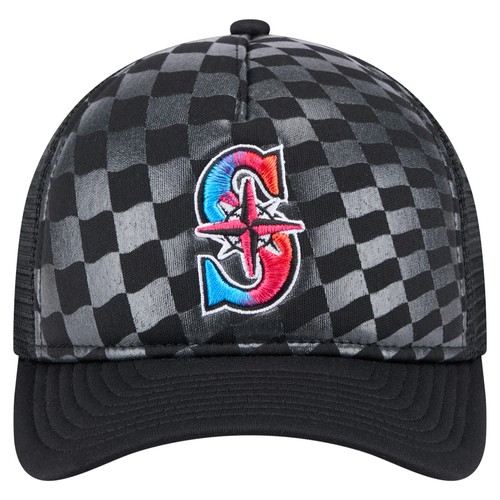 Men's New Era Black Seattle Mariners Gradient 9FORTY A-Frame M-Crown Trucker - Picture 2 of 6