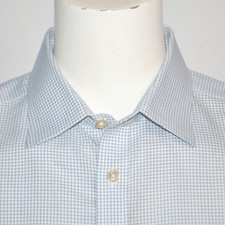 CHARLES TYRWHITT Classic Fit Non Iron Blue White Cotton Dress Shirt 17 - 35