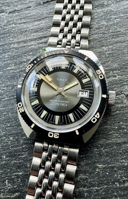 RARE VINTAGE TIMEX MARLIN CALENDAR DIVE MEN ARMBANDUHR REF:27672/2571 CIR:1970 s