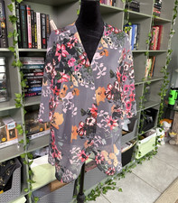 Gray Floral Sheer Lightweight Knit Open Front...