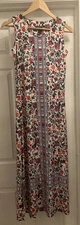 C Wonder White/Floral Print Stretch Sleeveless Maxi Dress Size XS Petite
