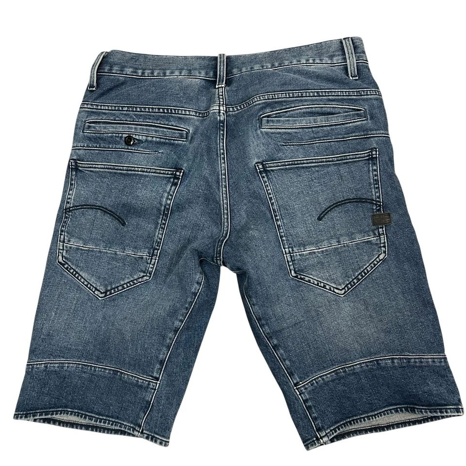 Shorts jeans masculino G Star Raw D Staq tamanho 32 azul 12" costura interna botão mosca - Imagem 2 de 4