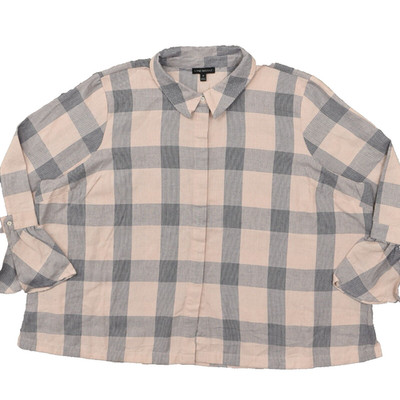 Lane Bryant Women's Size 28 Button Up Long Sleeve Multicolor Plaid Polyester Col