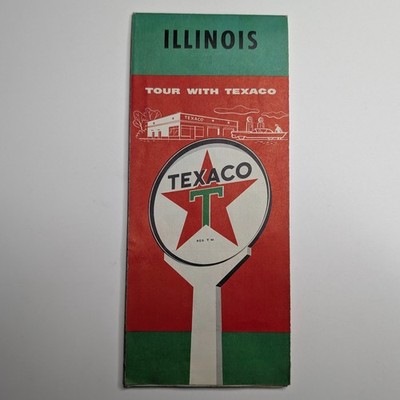 1958 Illinois Texaco Gas Station Road Map Gousha Chicago St Louis Route 66