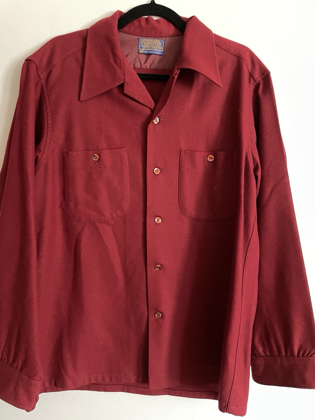 Vtg 70's Pendleton Loop Collar Red Pure Virgin Wo… - image 1