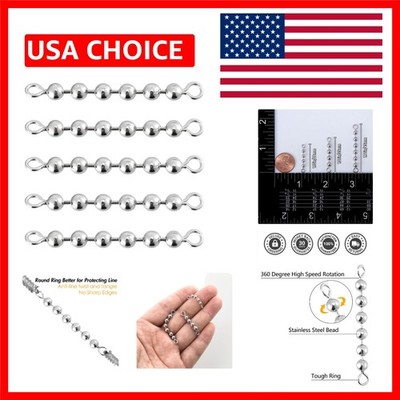 20 Pack Stainless Steel Bead Chain Swivels for High-Speed Trolling Fishing