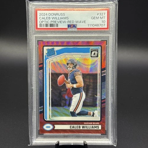 PSA 10 GEM MINT Caleb Williams 2024 Donruss Rated Rookie Optic Preview Red Wave