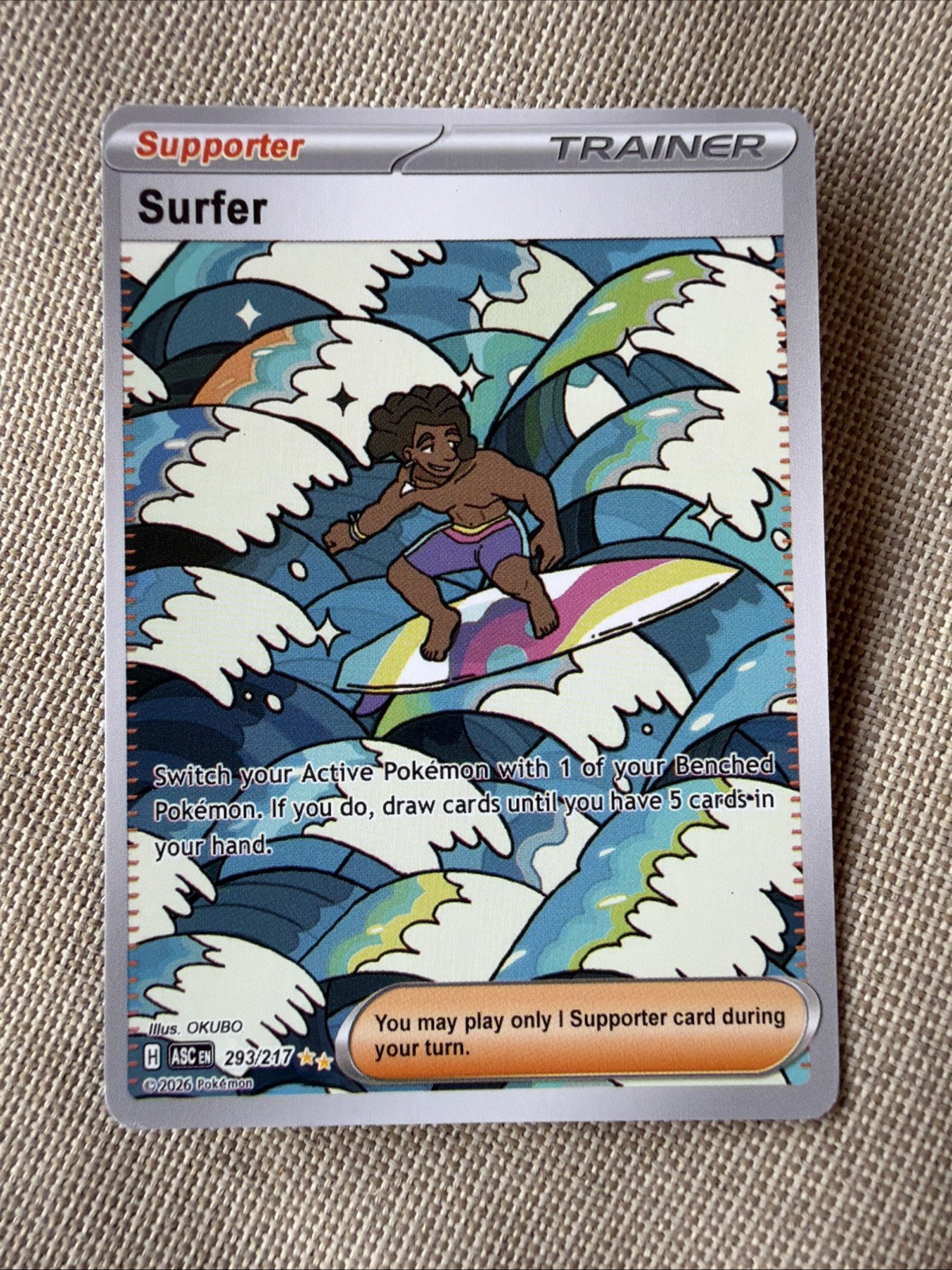 pokémon surfer trainer supporter 293/217 ascended heros