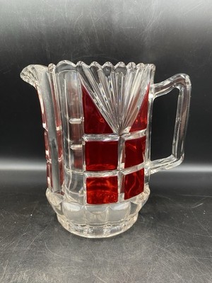 EAPG Richards & Hartley Oregon Ruby Flash Stained Pitcher