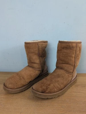 UGG Australia Classic Mini Women’s Brown Suede Sheepskin Lined Bootie UK 3.5