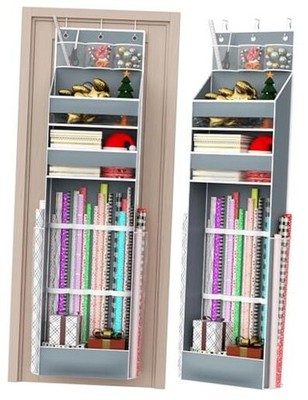 Hanging Gift Wrapping Paper Storage, Christmas Wrapper Bag Container, Long 