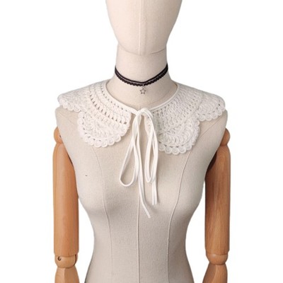 New White Shawl for Doll Fake Collar Female Shirt False Collars Crochet Detachab