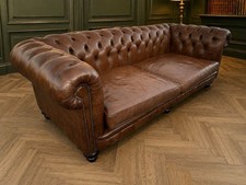 Vintage Distinctive Chesterfield Large Brown 3 Seater Leather Sofa Club