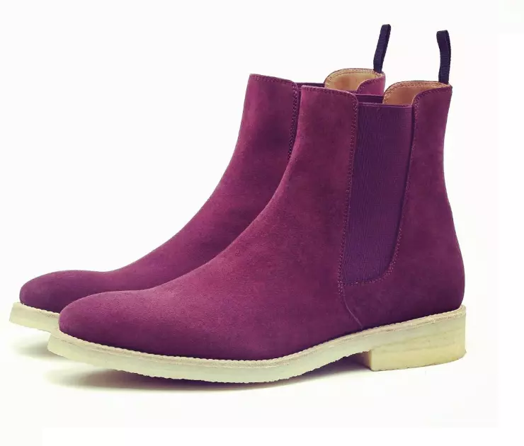 brugt efterligne squat Mens Handmade Pink Purple Color Ankle High Suede Chelsea Style Boot Chelsea  boot | eBay