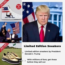 Donald Trump {M10 Bundle} Presidential GOLD Golf Shoes /1K & Fight High-Tops /5K