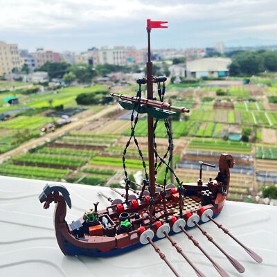 MOC-58275 Wikinger Langschiff nur 454 Stück Krieger Schlachtschiff