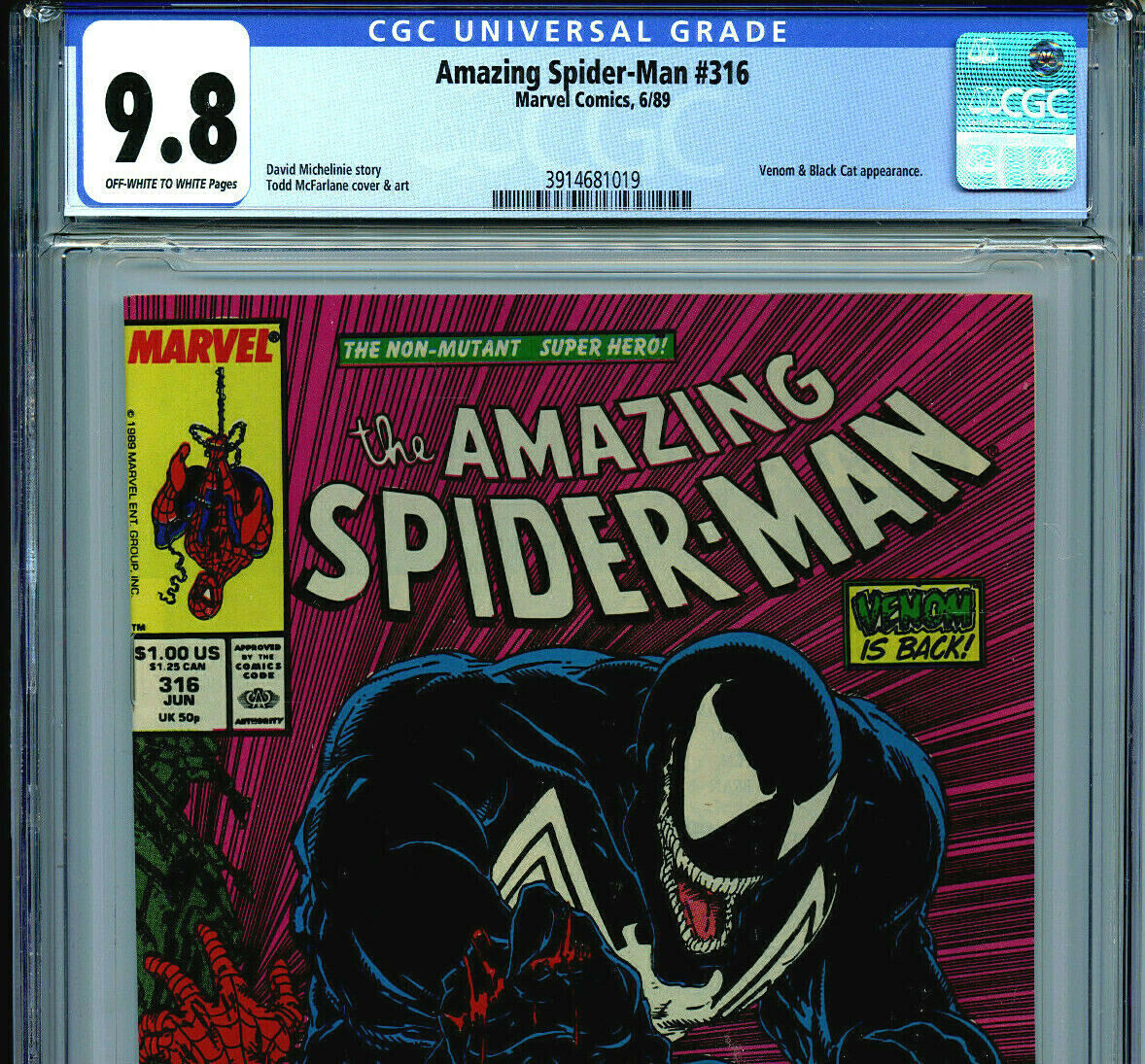 Amazing Spider-man # 316 CGC 9.8 1988 Marvel Venom Cover Amazing Spider-man # 316 CGC 9.8 1988 Marvel Venom Cover