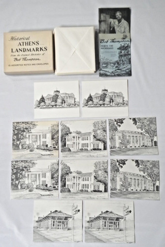 Vintage Historical Athens Alabama Landmarks Bob Thomson 10 Note Cards Art