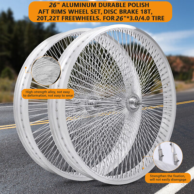 26''x4''x13Gx140H Aluminum Polish FAT Rims Wheel Set