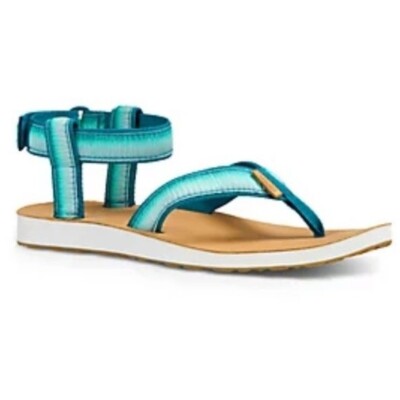 Teva girls teal hombre gladiator sandals leather sole aqua BoxA