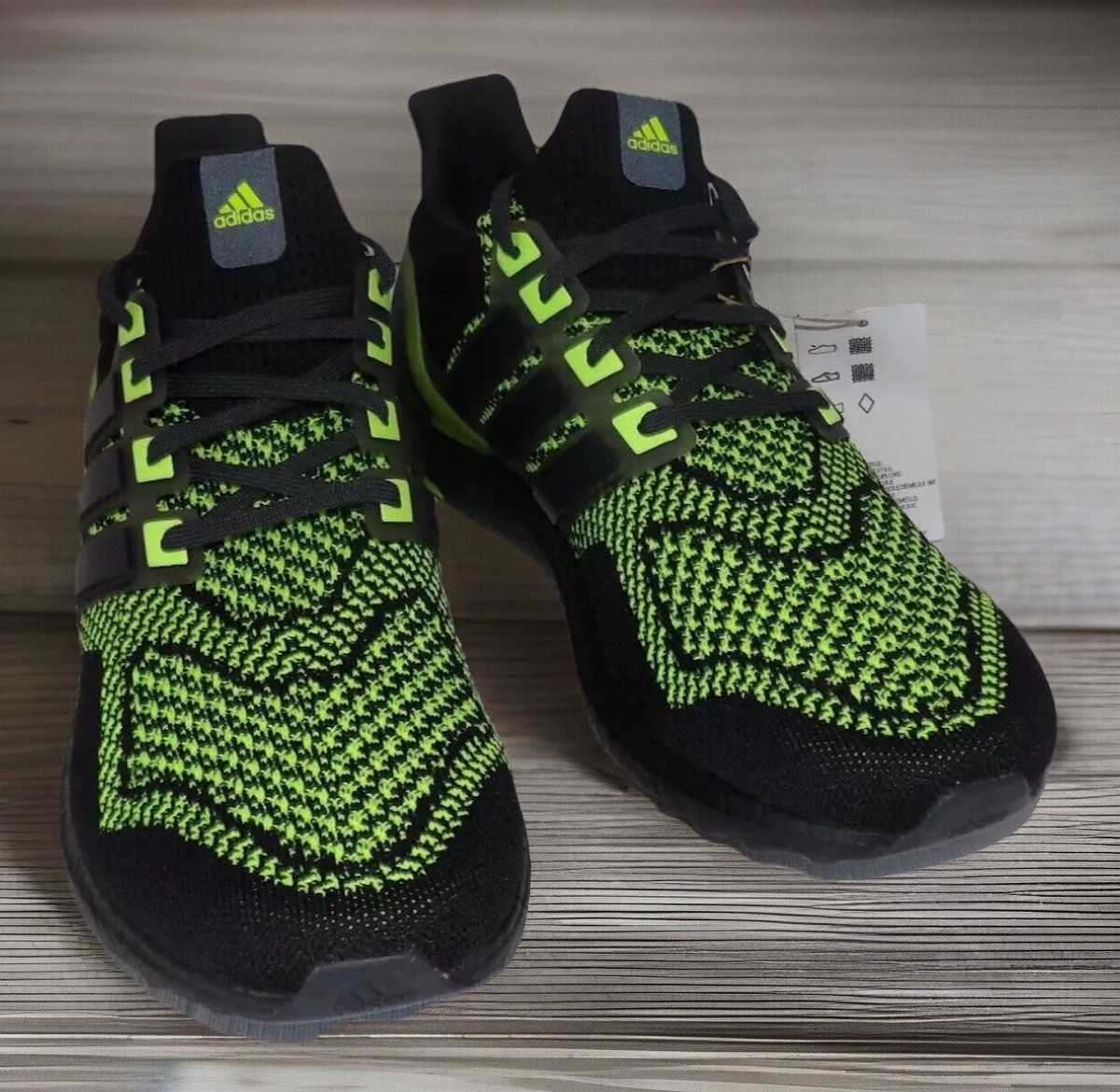 ADIDAS ULTRA BOOST Black Volt Green Run Race Shoes Mens NEW Fast  Ship