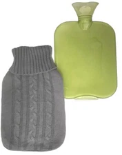 2L/2 Liter Transparent Rubber Hot Water Bag/Bottle w/ Grey Knit Sweater Cover