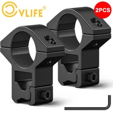2PCS 1" High Profile Scope Ring See Through Scope Mount For 11mm or 3/8 Dovetail