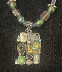 art necklace Pendant multi colored stones beads unique