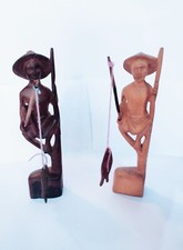 Sri Lankan Handmade Wooden Stilt Fishermen Statue Figurine for Home Décor 20cm