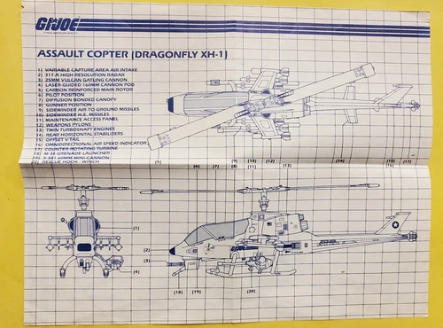 1983 GI JOE Assault Copter Dragonfly XH-1 Original Blueprints Instructions