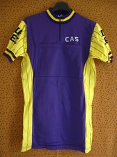 Maillot cycliste CAS Violet et jaune EDF TEC vintage jersey 80'S Cycling - 4 / M