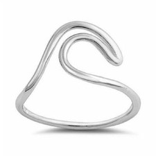 Women's 925 Sterling Silver Ocean Wave Band Ring Size 4-10