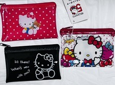 Sanrio Hello Kitty 50th Anniversary Flat Pouch Set of 3 Daiso Japan Limited