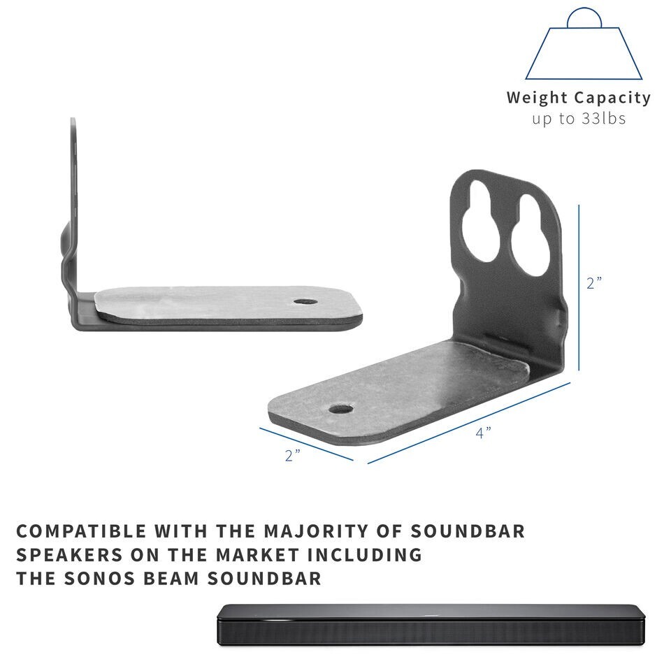 VIVO Steel Universal Dual Soundbar Wall Mount L Brackets Extending