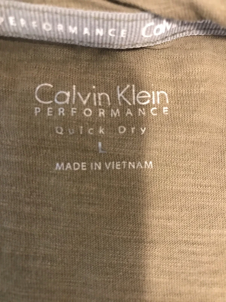 Женская футболка Calvin Klein Performance Quick Dry оливковый v-образным вырезом размер большой - Изображение 4 из 4